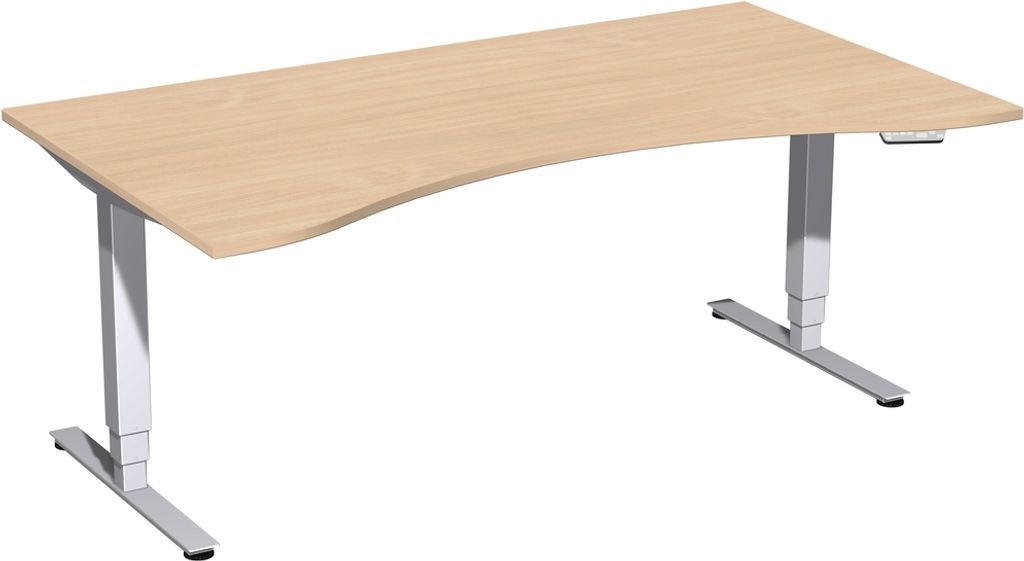 Gera Elektro Pro+ Elektro-Hubtisch höhenverstellbar, 1800x1000x625-1285, Buche/Silber