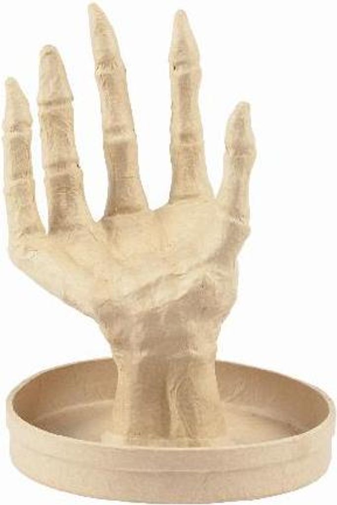 Décopatch Pappmaché, Tablett, rechte Hand Skelett 15x7,5x11cm Kartonbraun AC930C