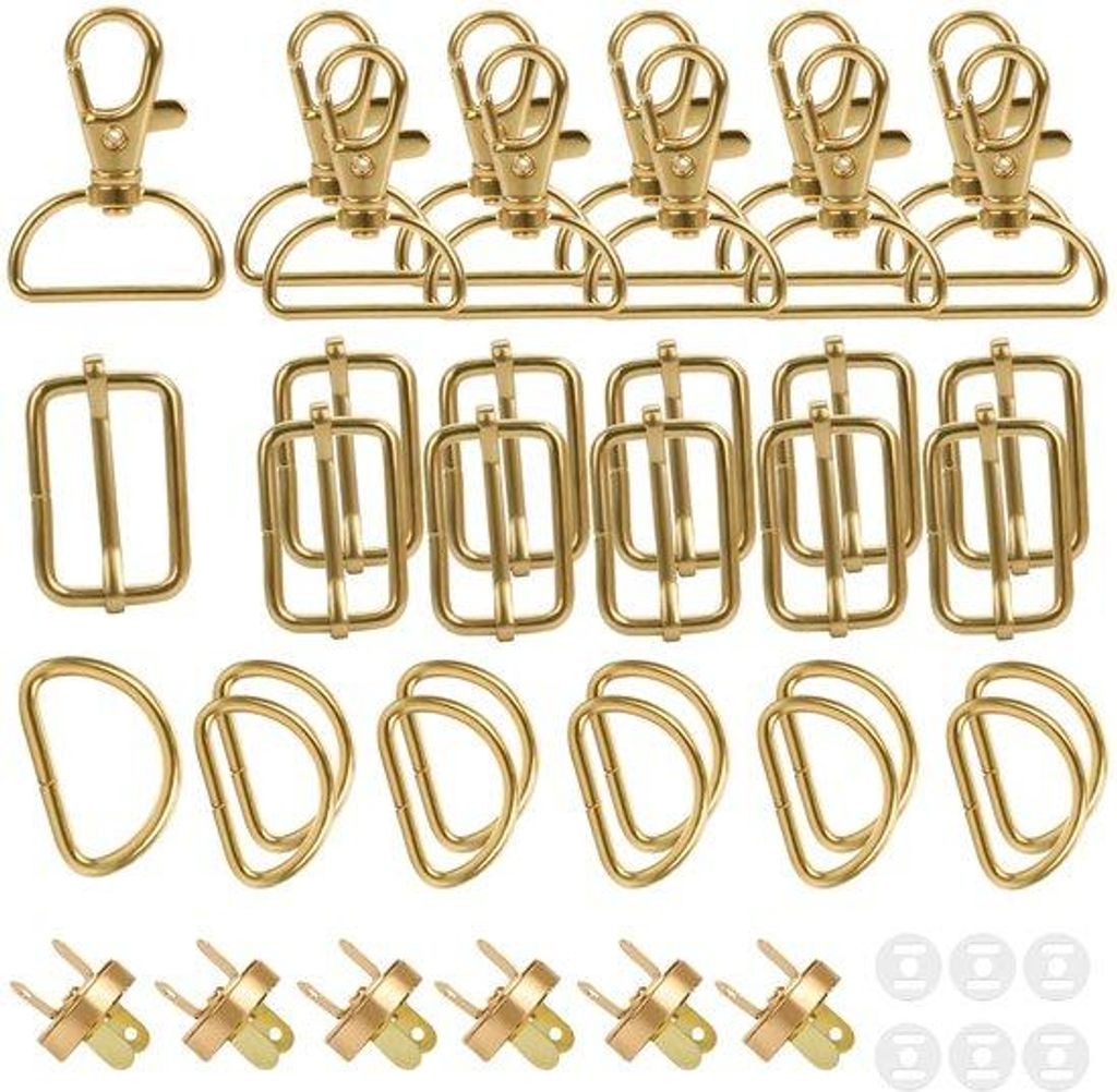 Goldene Karabinerhaken für Taschen - 25 mm - 36 Stück