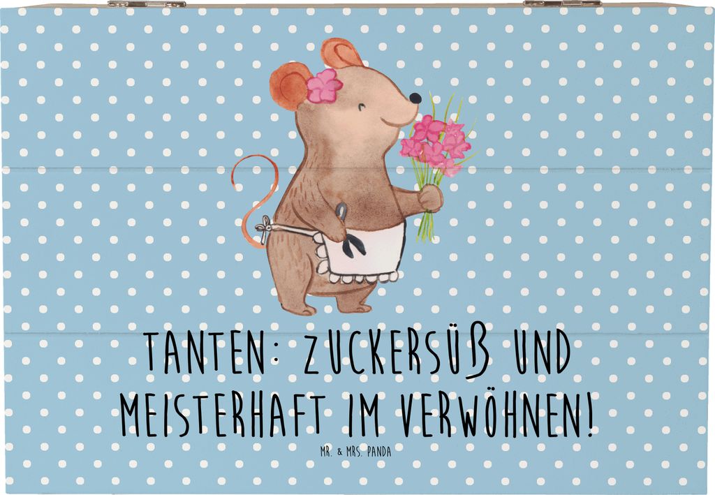 Mr. & Mrs. Panda Geschenkbox Tante Zuckersüß 22 x 15 cm - Blau Pastell - Geschenk, Neffe, Verwandtschaft, Zuneigung, Familie, Weihnachten, fotobo...