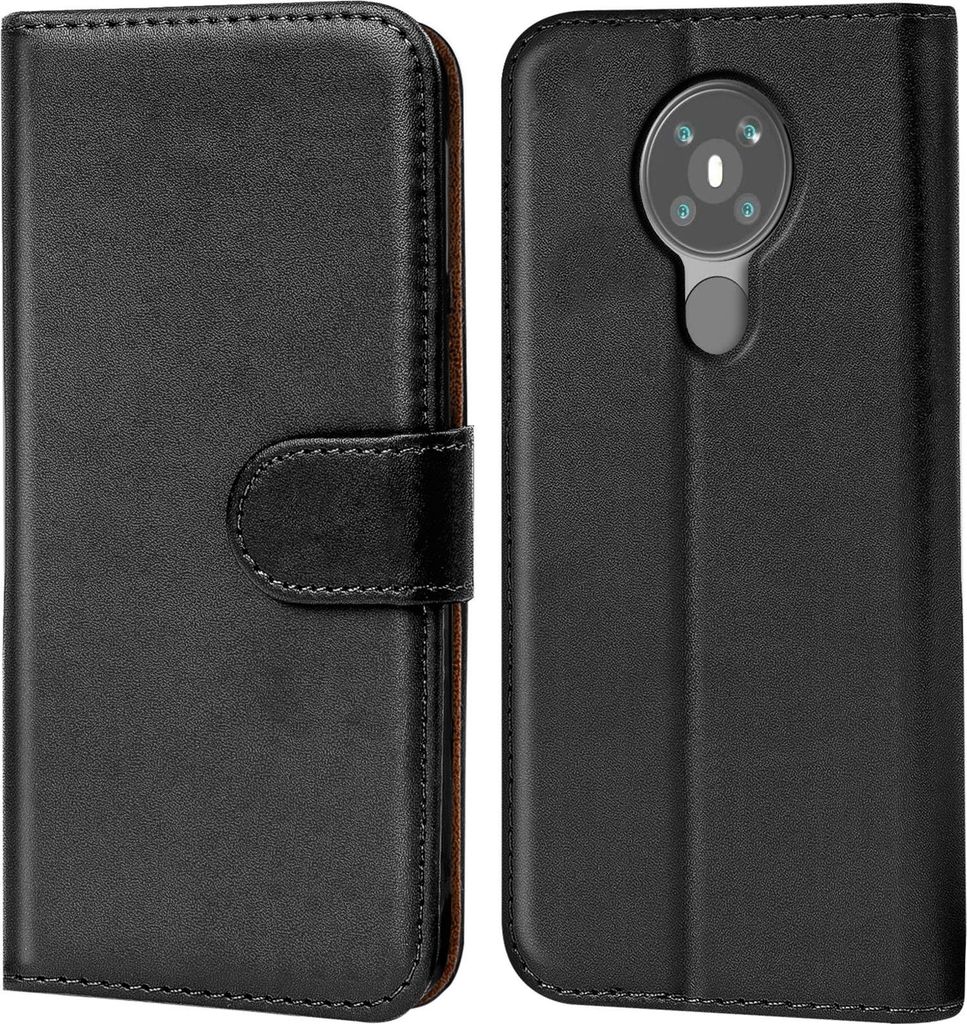 A black book-style phone case for a Nokia 5.3 is shown from the front and back.