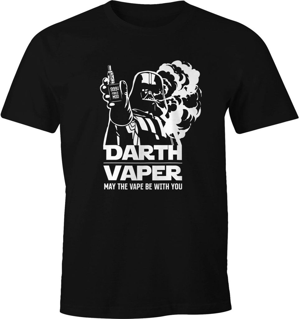 Herren T-Shirt Darth Vaper Fun-Shirt Dampfer-Shirt Moonworks schwarz 5XL