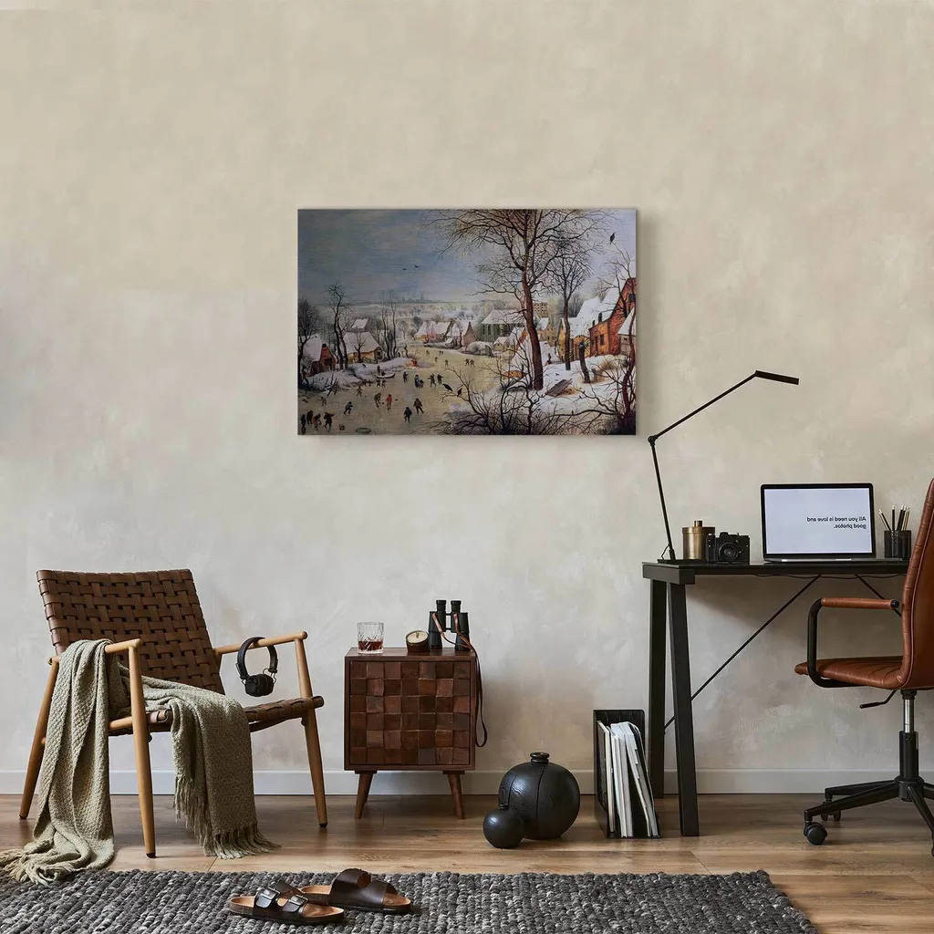 Tableau Mural XXL Paysage d'Hiver Bruegel sur Toile Intissé 120x80
