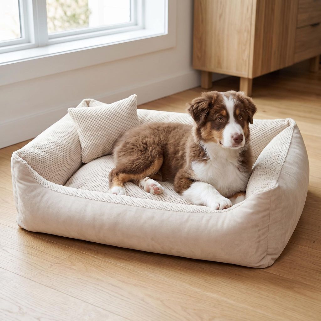 4L Textil TEO Hundekorb mittelgroße Hunde Kuscheliges Produktbild  KI-generiertes Bild