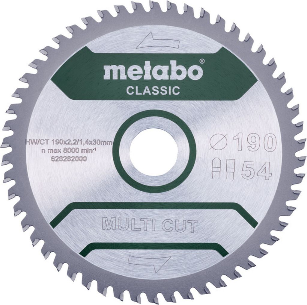 Metabo Sägeblatt multi cut - classic, 190x30 Z54 FZ/TZ 5° /B