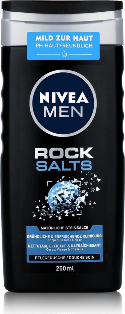 Nivea Men Rock Salts 250ml - Pflegedusche für Körper, Gesicht & Haar (1er Pack)