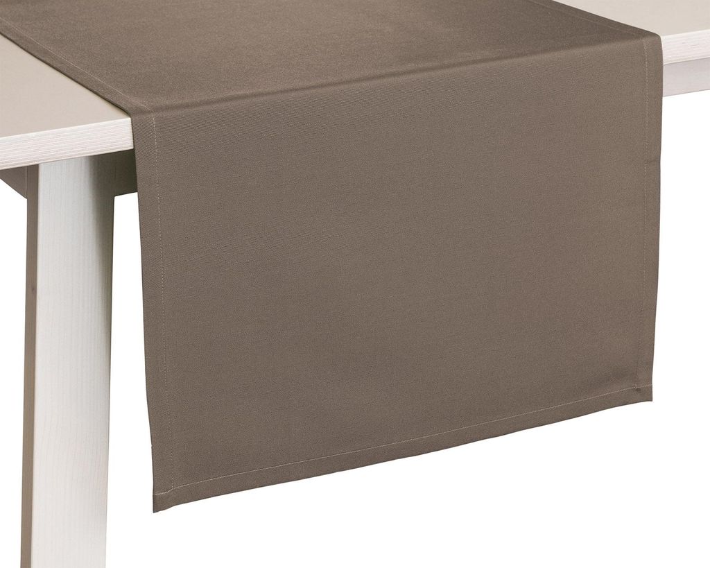 Pichler Rips uni, gerippt Tischläufer 1er Set 150 x 50 cm COMO Rechteck taupe , 2 cm breit gesäumt