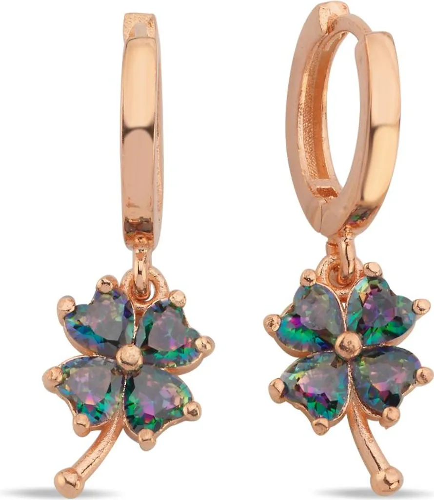 Boucles d'oreilles chic argent 925 topaze mystique trèfle or rose