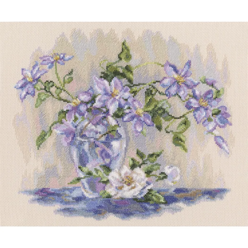 RTO Kit de Point de Croix Lilas Clématite M550, Broderie 31x27 cm