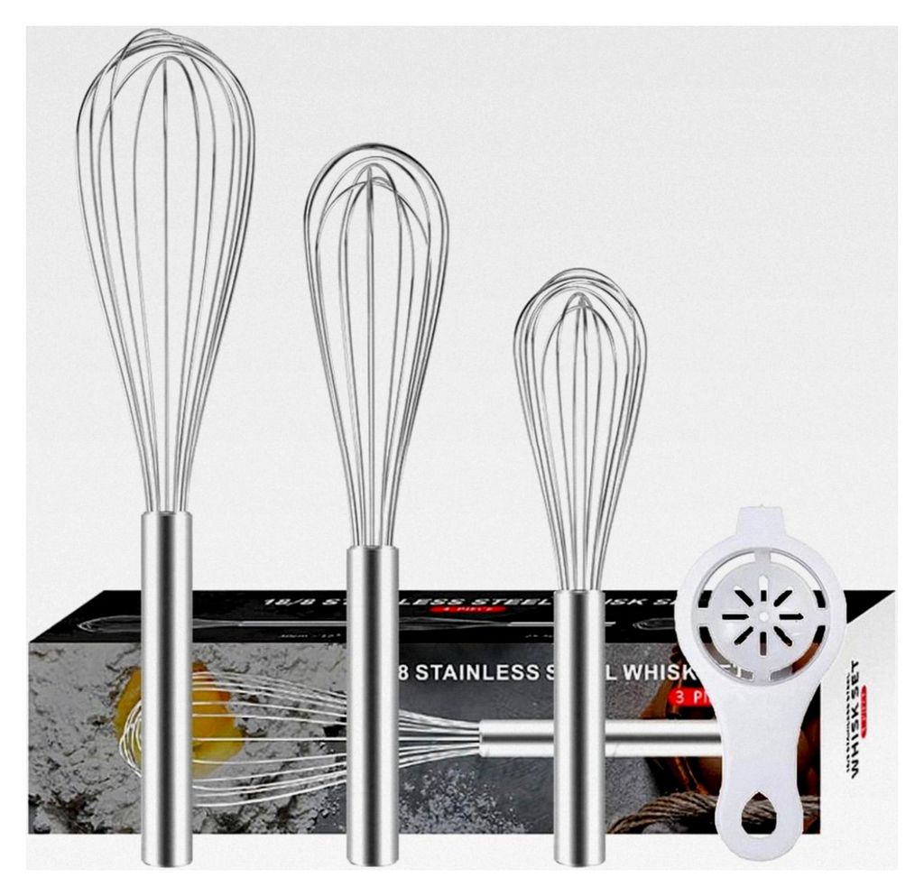 Schneebesen aus Edelstahl, 20,3 cm, 25,4 cm und 30,5 cm, Set für die Küche, Ballon, zum Kochen, Mischen, Schlagen und Rühren, 3 Stück