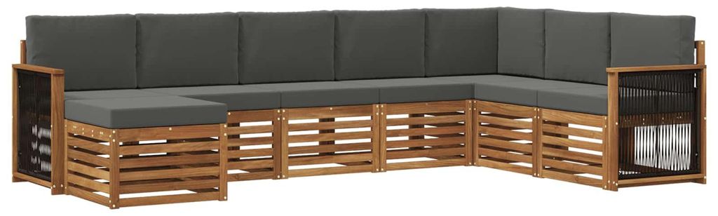 vidaXL Outdoor-Sofagarnitur mit Kissen 6 pcs Natur und Anthrazit