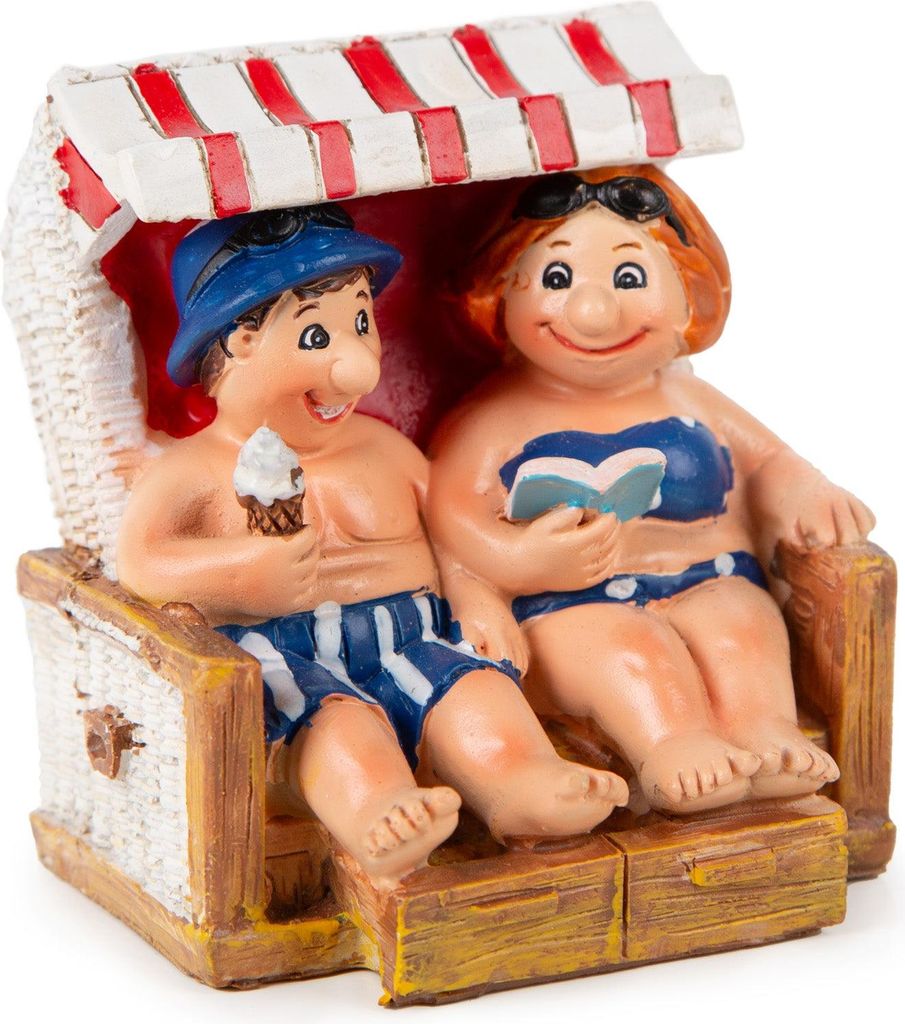 Dekofigur Pärchen im Strandkorb, lustige Geschenkidee 7,5 x 7 x 8 cm