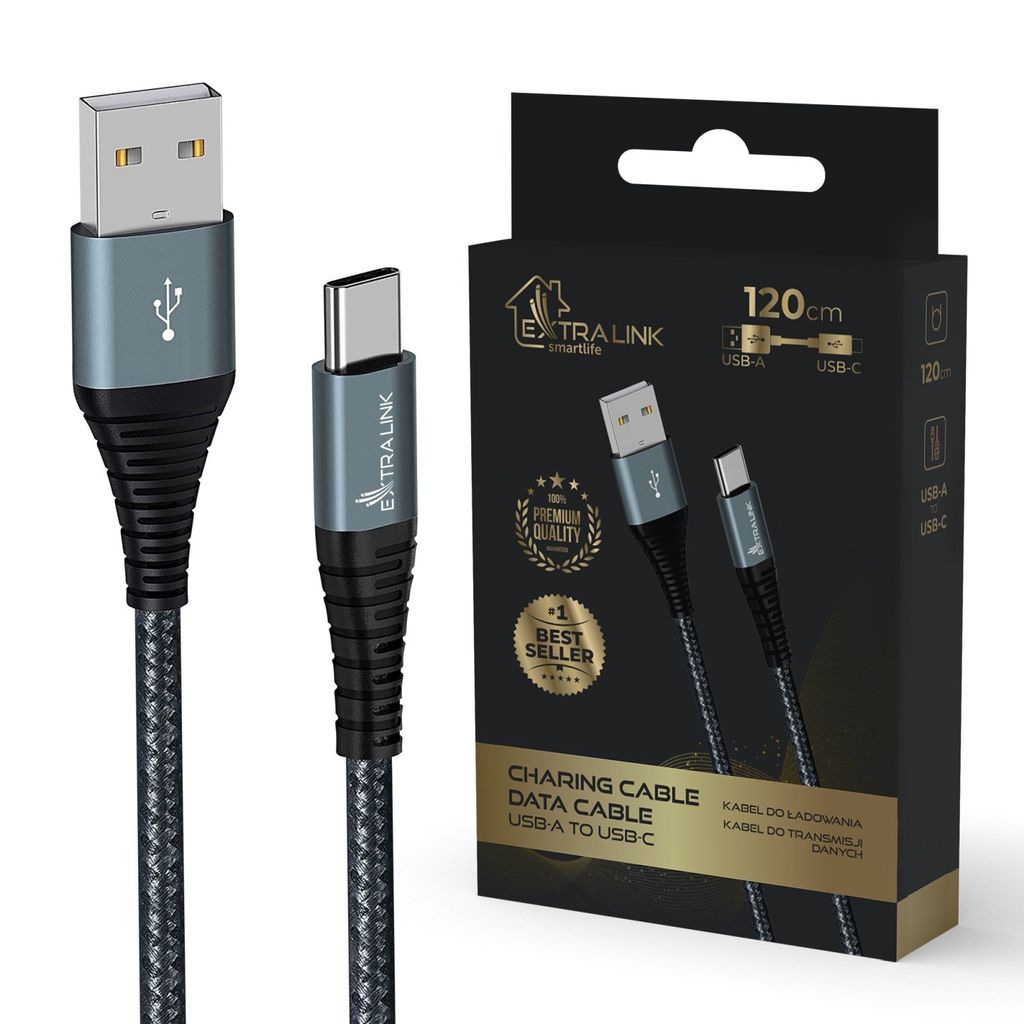 Extralink USB-A auf USB-C Kabel Ladekabel Datenkabel 1m Produktbild 