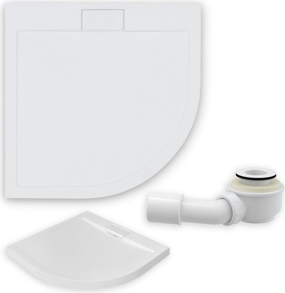 BADLAND Duschwanne Viertelkreis Axim Slim 80x80x4,5 cm mit Ablaufgarnitur Gratis
