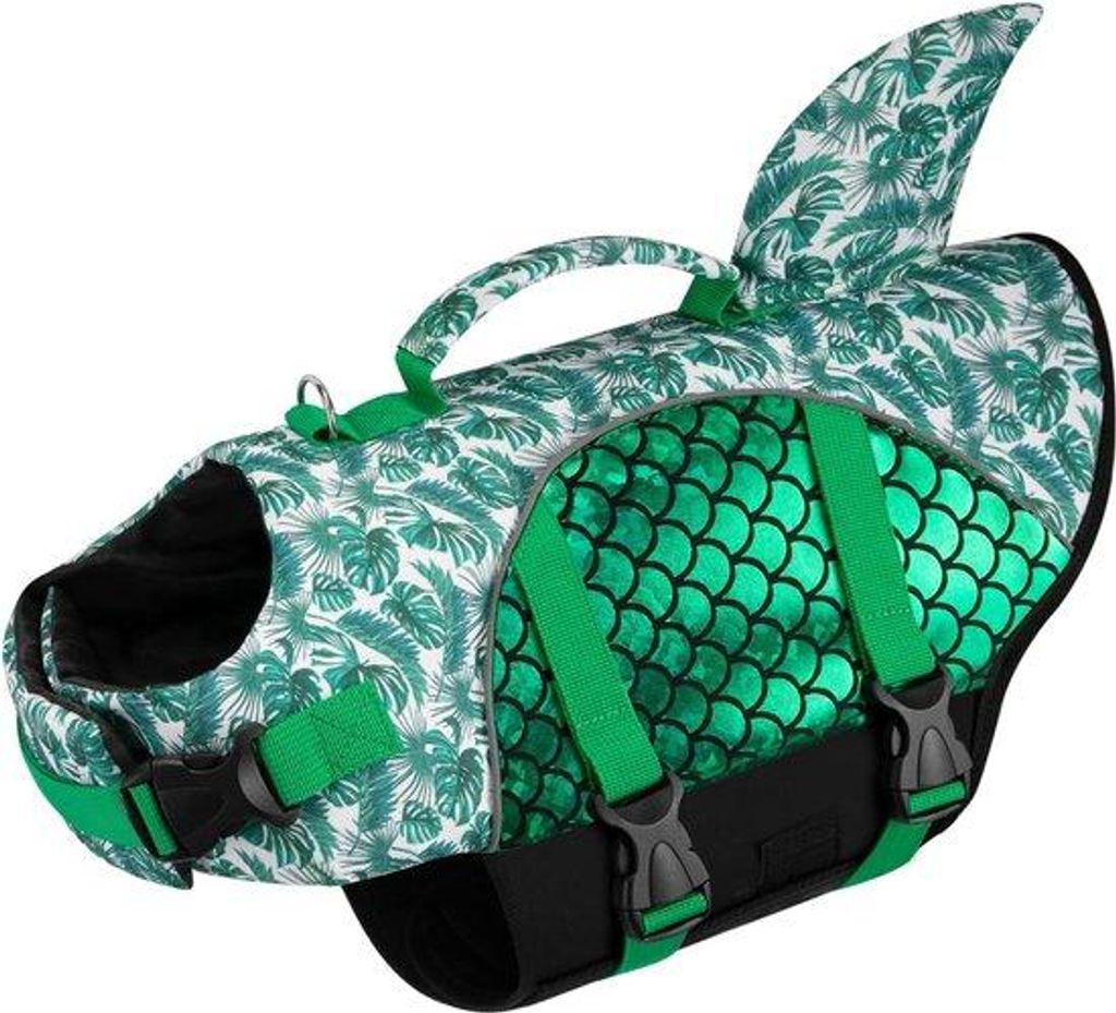 Schwimmweste für Hunde, reflektierend, verstellbar, grün, hochwertig