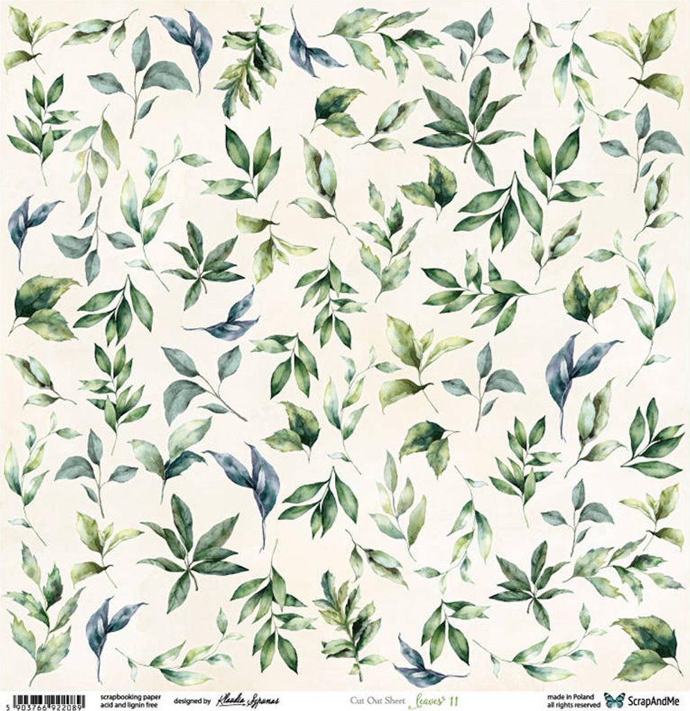 SCRAPandME 30x30cm einseitig Scrapbooking Papier 250g, Leaves 11