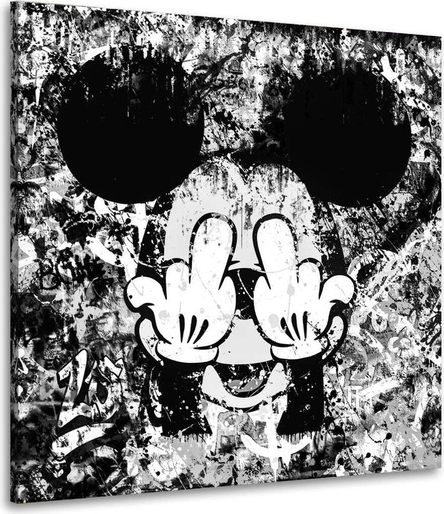 Maus Street Art Comic Leinwandbild Wandbild Kunst Deko XL: 100x100x4cm
