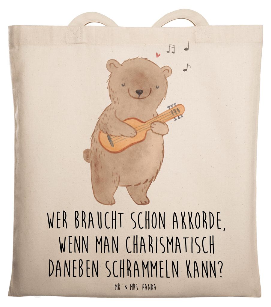 Mr. & Mrs. Panda Beutel Charisma Gitarre - Transparent - Geschenk, Tote Bag, Instrument, Abenteuer, Musik, Liebe, Musiker, Tasche, dokumententasche...