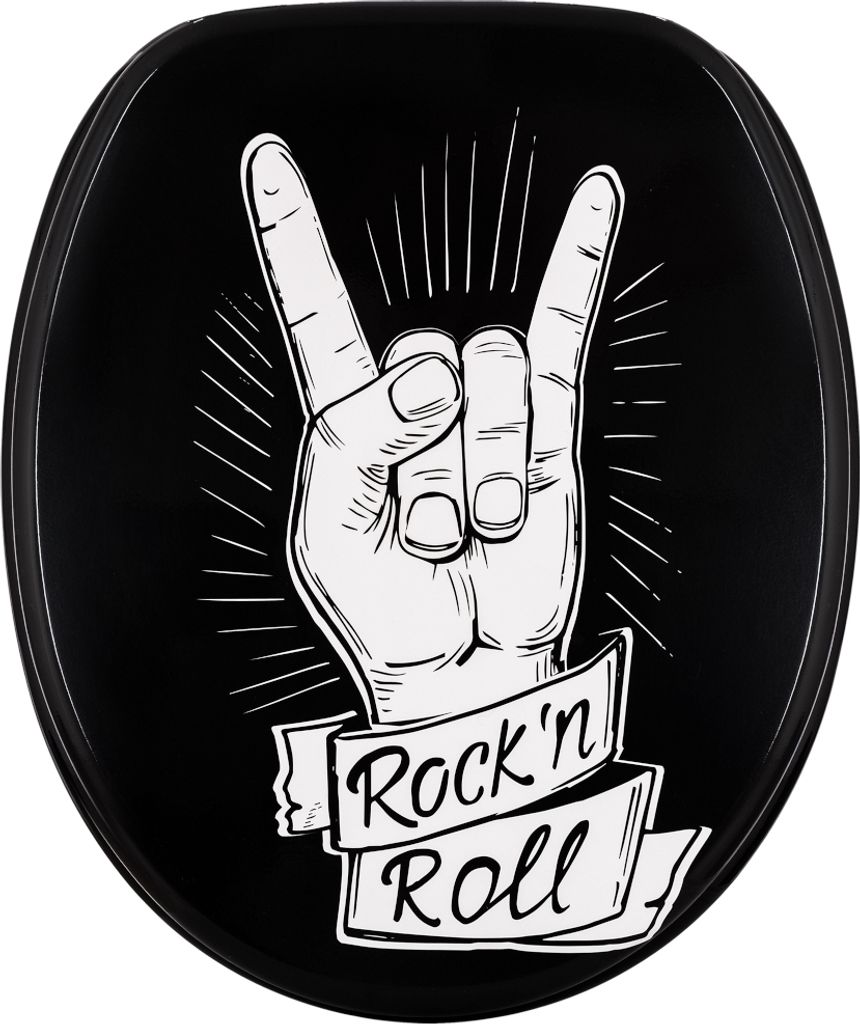 SANILO WC-Sitz mit Absenkautomatik Rock ’n’ Roll, Toilettendeckel direkt vom Hersteller, Klodeckel, Klobrille, WC Deckel, Toilettensitz, WC B...