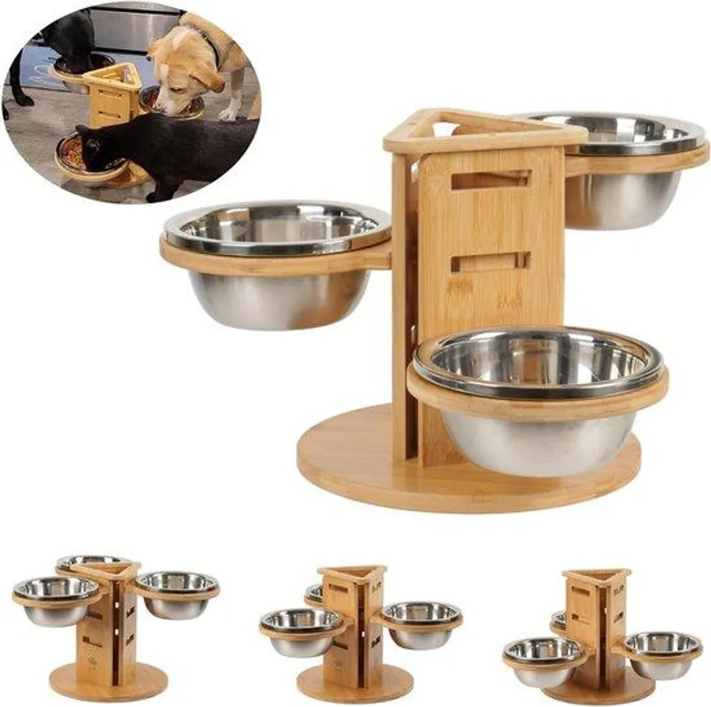 Gamelle anti-tension en inox 1400ml réglable pour chien de grande taille