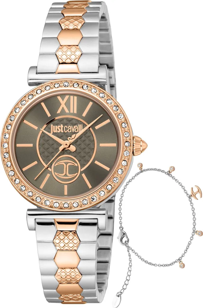 Just Cavalli JC1L273M0095 Montre Femme en Acier Doré avec Logo Serpent