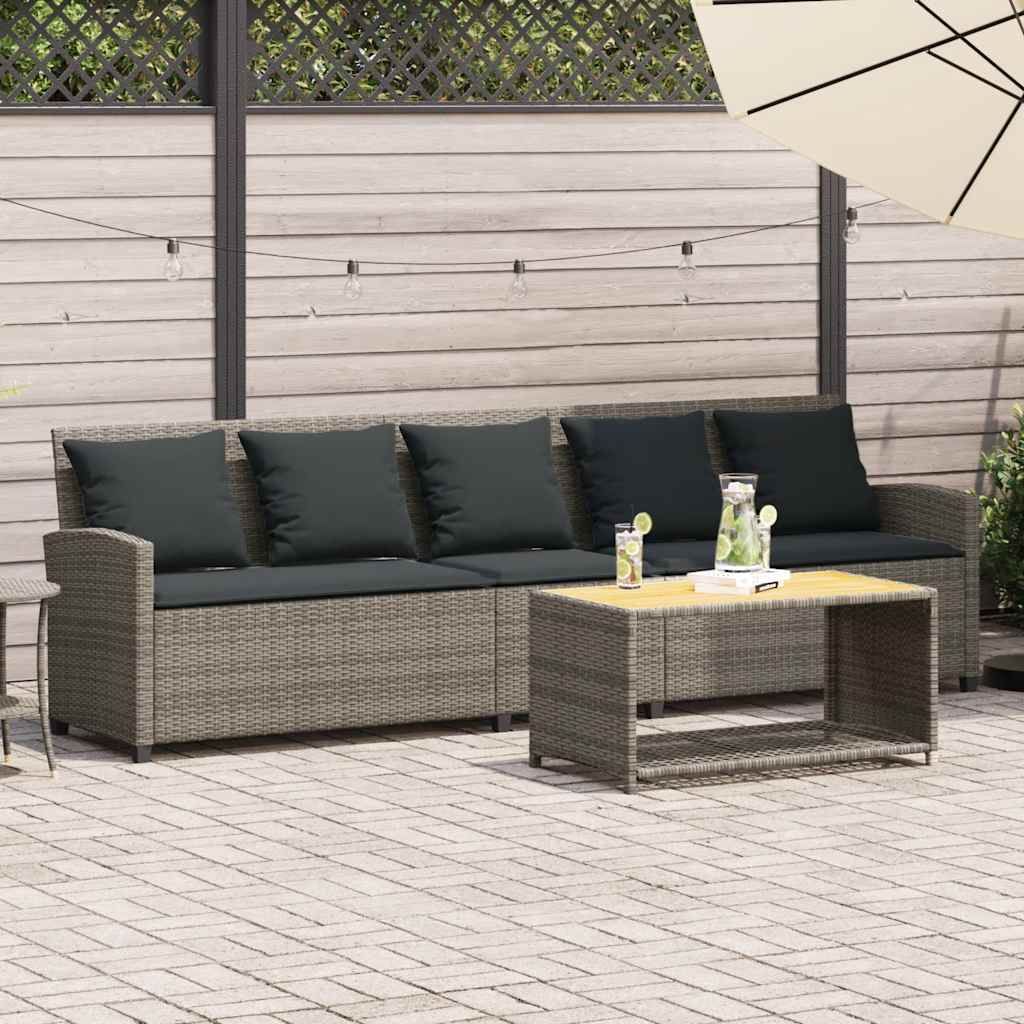 Maison Exclusive - Gartensofa 5-Sitzer mit Kissen Grau Poly Rattan