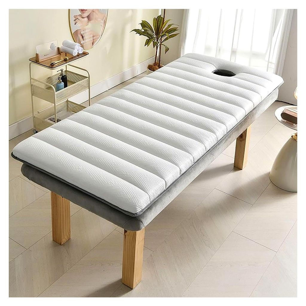 Memoryschaum-Tischmatratze mit Wimpernstütze, rutschfestem Kissen, 4 Eckgurten, 6 cm Dicke, 80 x 190 cm, geeignet für Spa und Therapie.