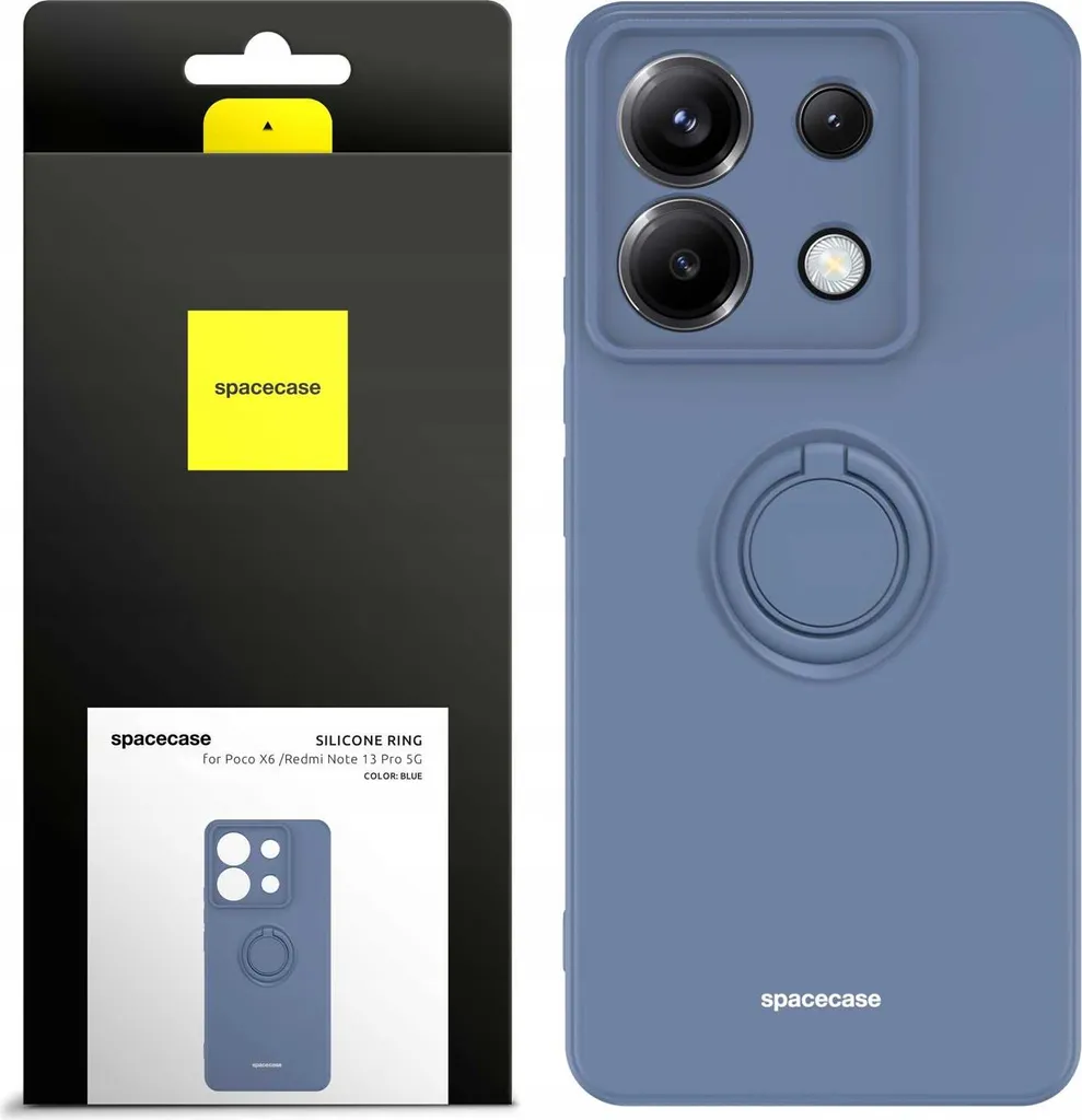 Custodia in silicone SPACECASE Custodia ad anello in silicone per Poco X6 / RM Note 13 Pro 5G Blu