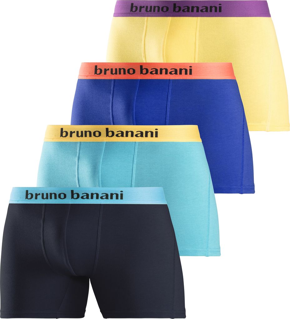 Bruno Banani Boxer Boxershorts für Herren 4 -teilig gelb, royalblau, türkis, navy Größe L