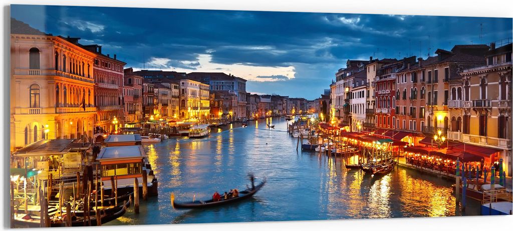 DEQORI Glasbild Echtglas 150x60 cm 'Venedigs Canal Grande' Produktbild 