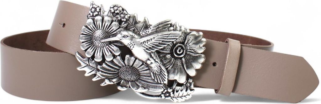 FRONHOFER Damen Ledergürtel 4 cm Kolibri Gürtelschnalle silber, echt Leder