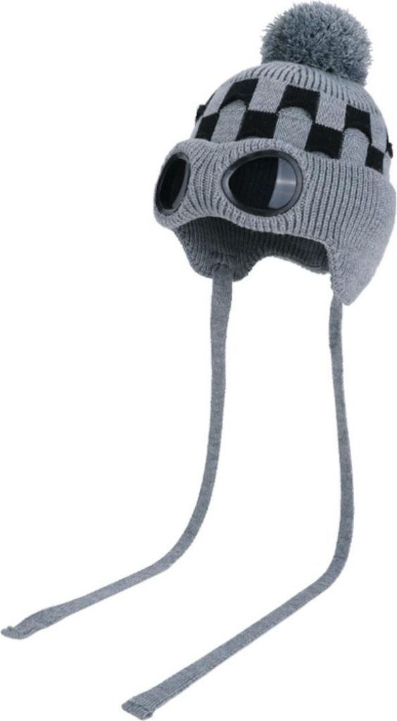 INF Fleecegefütterte Wintermütze mit Brille - Warme Strickmütze für Damen Grau