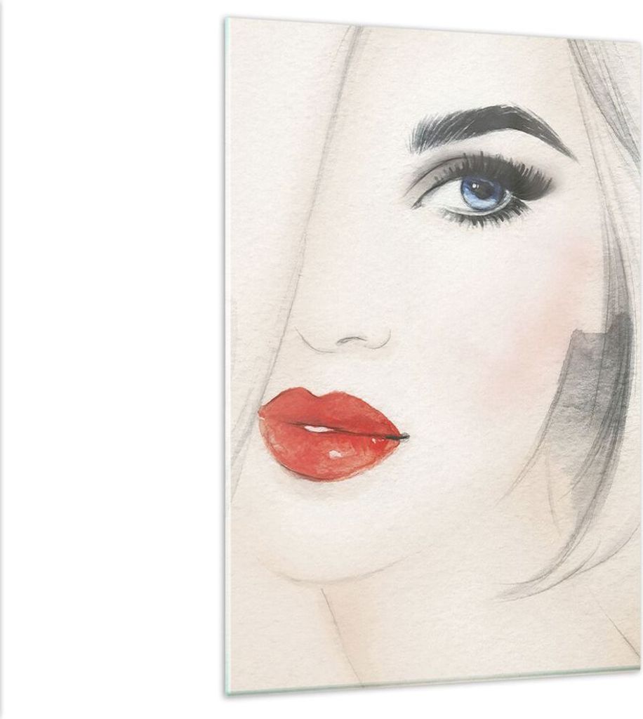 Bilder auf glas - Einteilig - Frau Gesicht Lippen - 80x120cm - Glasbilder - Wandbilder - Bilder - zum Aufhängen bereit - Wanddekoration aus Glas -...