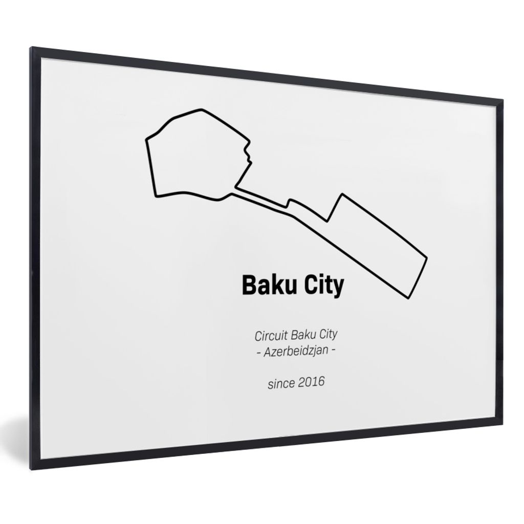 MuchoWow Gerahmtes Poster Formel 1 - Baku - Rennstrecke 60x40 cm - Poster mit Schwarzem Bilderrahmen Wandposter Rahmen Foto Bilder - Printing - W...