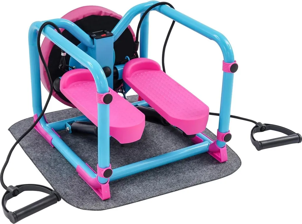 Mini Stepper Bleu avec Pédales Antidérapantes et Bandes Elastiques