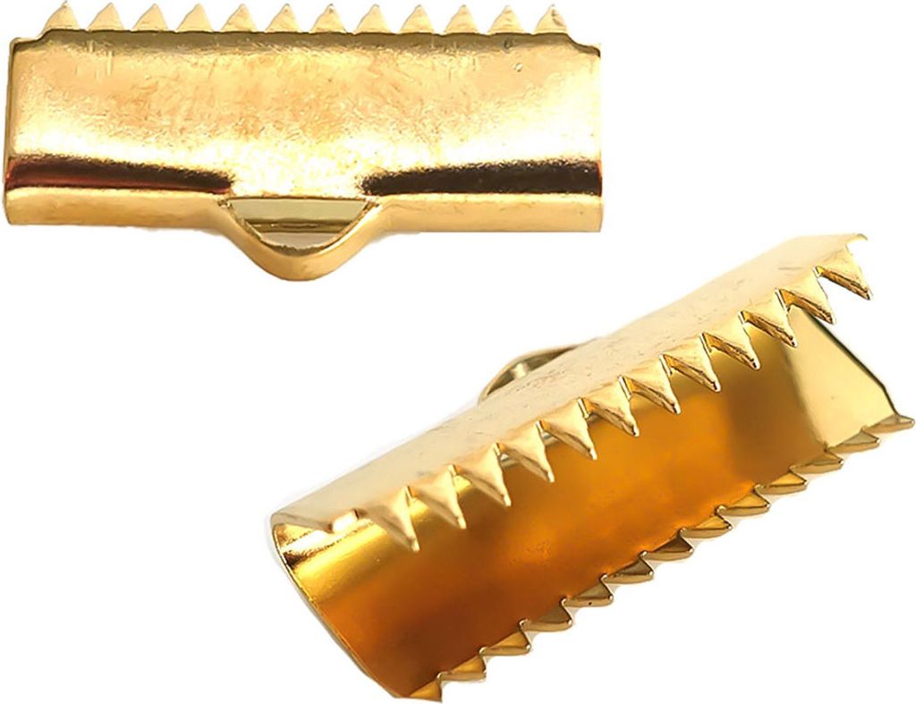 50 Endstücke Bandklemmen Klemmbleche für Bänder, flach, Größenwahl Farbwahl, Farbe:gold, Größe:20x9mm