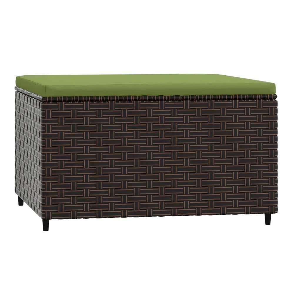 SYFAX™ Poggiapiedi da Giardino con Cuscino in Polyrattan Marrone