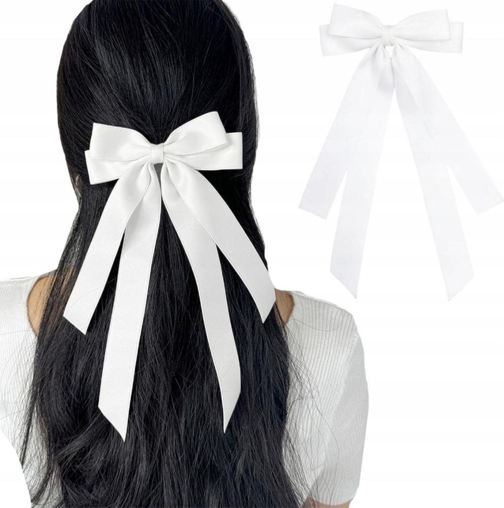 Haarspange - Schleife - Band - Elegant - Lang - Schleifenverzierung - Weiß - Damen