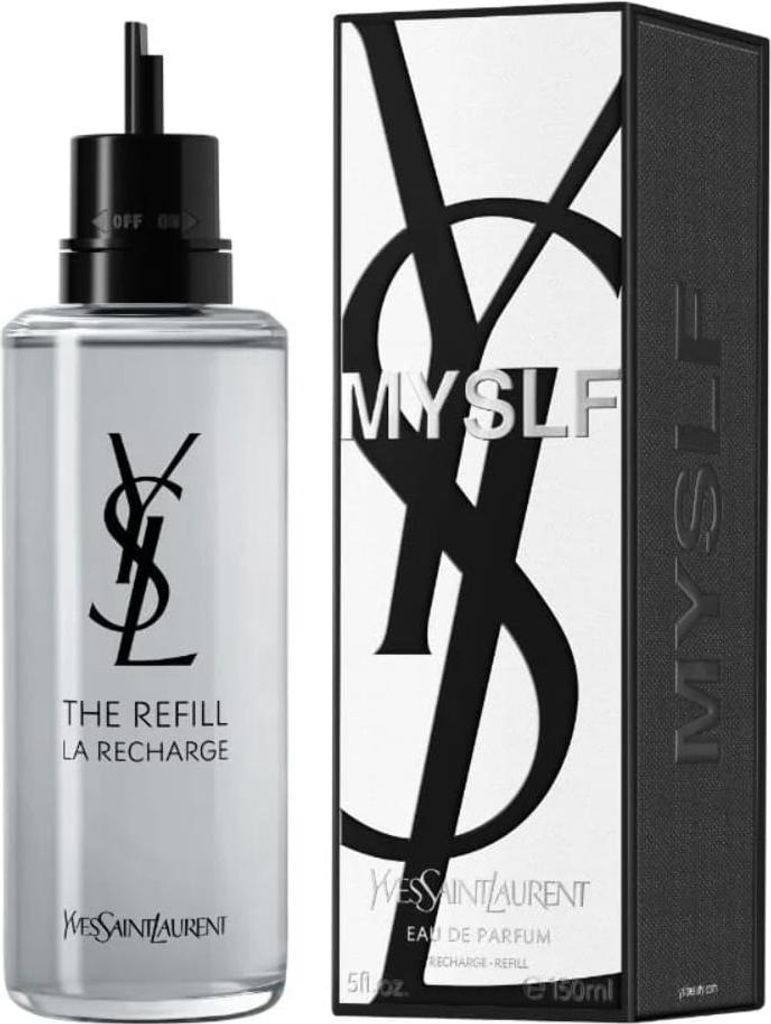A perfume bottle and its box are displayed side-by-side against a white background.