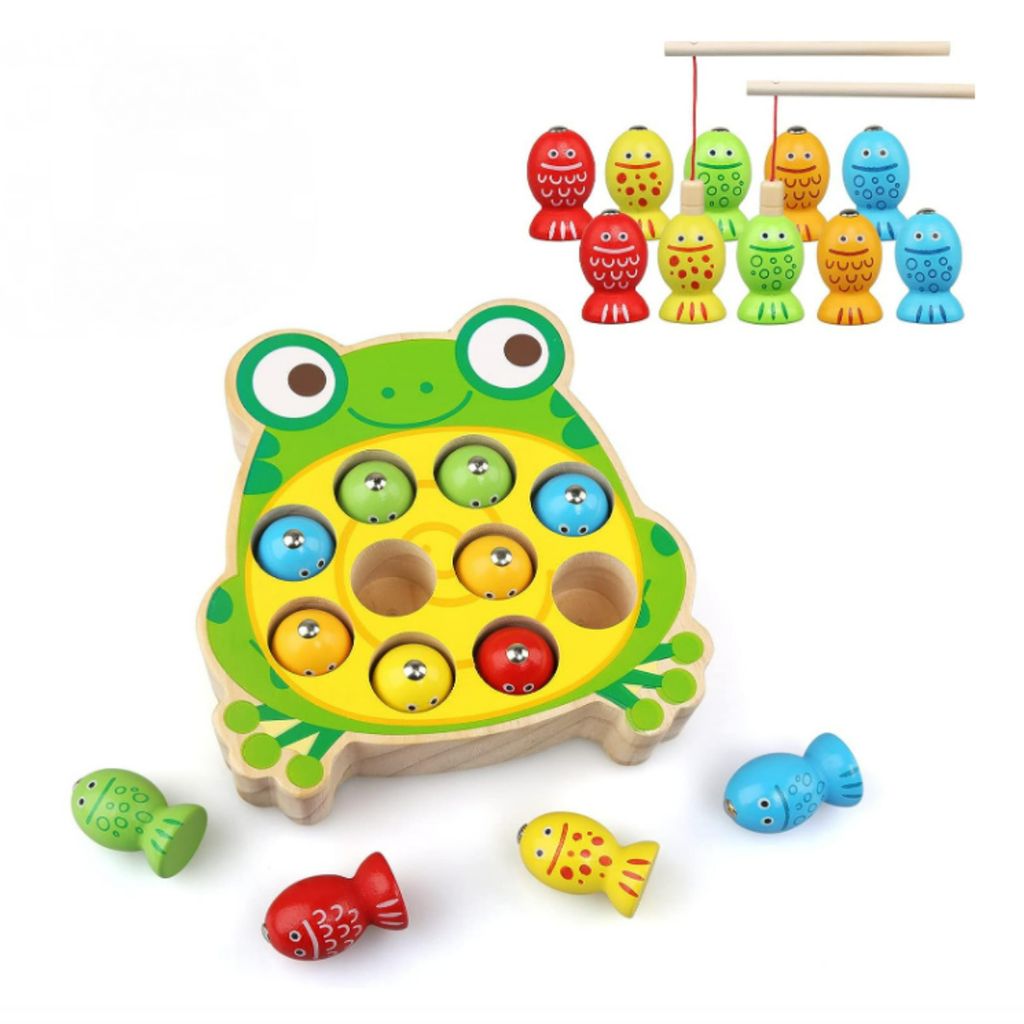 Holzspielzeug ab 1 Jahr, Magnetisches Angelspiel Holzspielzeug, Baby Motorik Spielzeug Montessori Sortierspiel Holzpuzzle Lernspielzeug