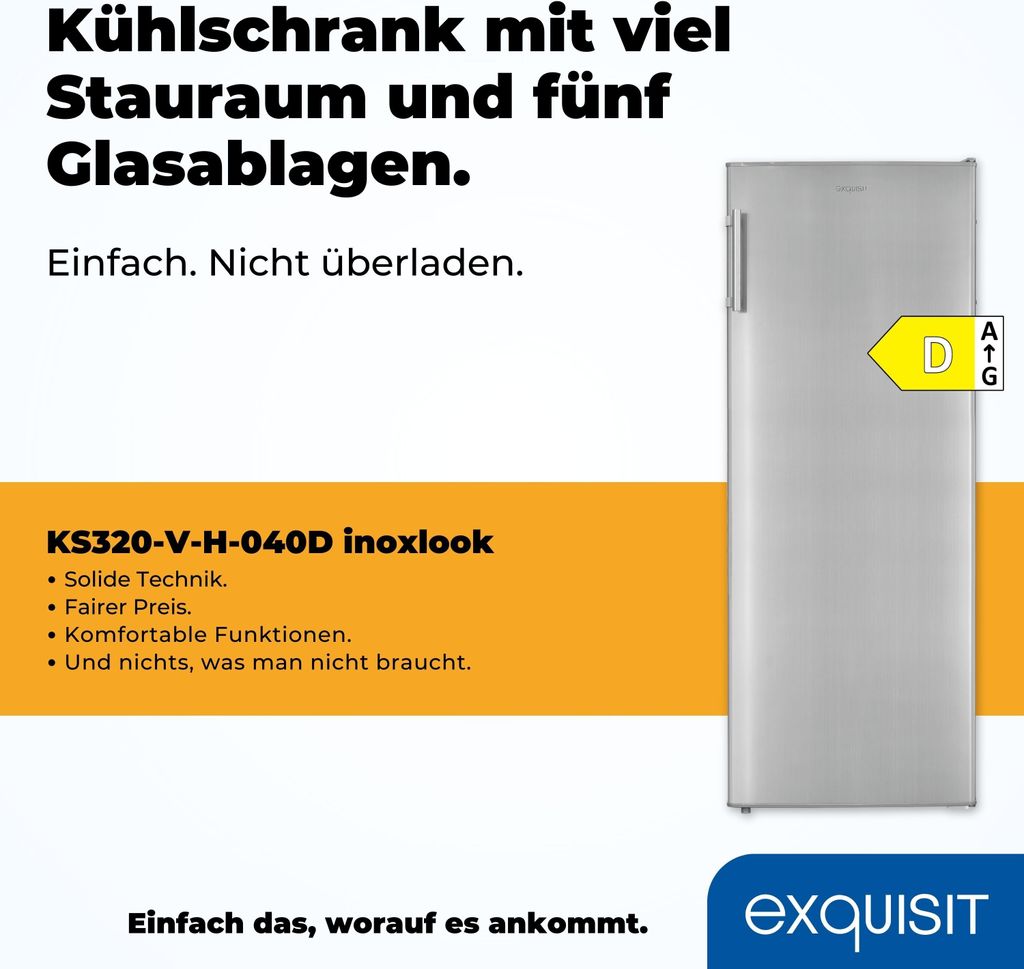 Exquisit Vollraumkühlschrank KS320-V-H-040D inoxlook | Produktbild 2