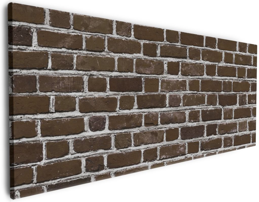 Wallario Premium Leinwandbild Ziegelsteinwand in braun - Backsteine in Größe 60 x 150 cm