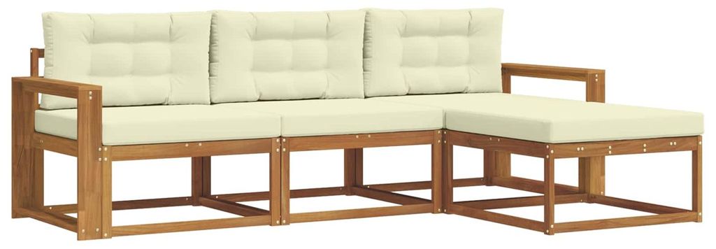 vidaXL Outdoor-Sofagarnitur mit Kissen 4 pcs Natur und Creme