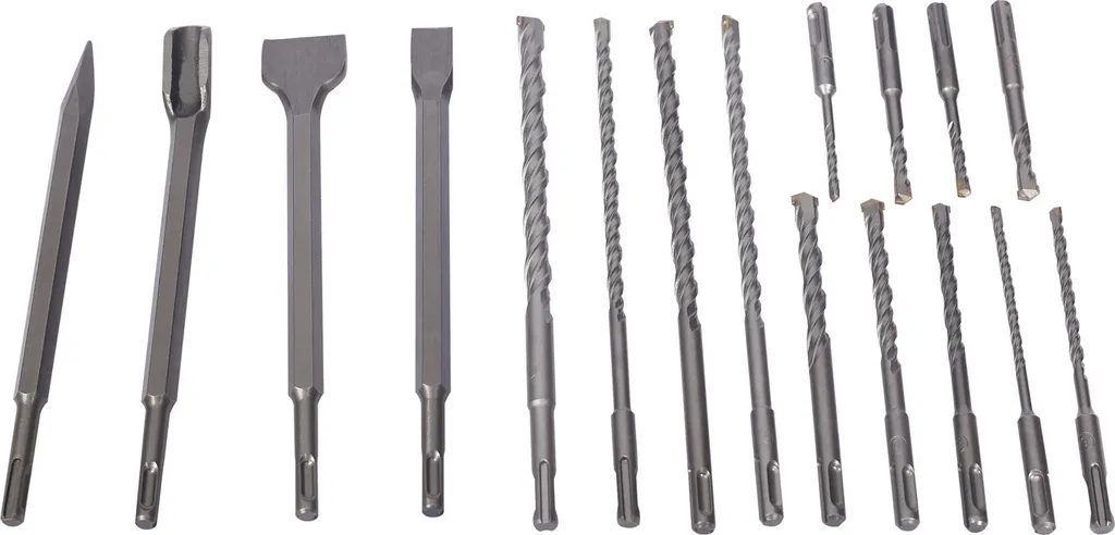 Set di punte per trapano a percussione Wiltec SDS 17 pezzi per trapano a percussione elettrico, set con punte e scalpelli in valigetta, punte per trapano a percussione per muratura punte per trapano per calcestruzzo in acciaio - 3