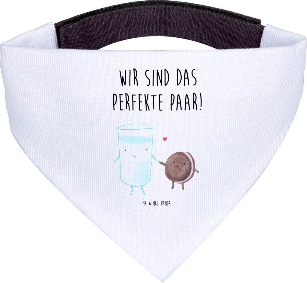 Mr. & Mrs. Panda Halstuch Hund Milch Keks - Weiß - Geschenk, Lustige Sprüche, Kaffee, Kekse, Tuch, Hundehalstuch, Hunde-Halstuch, Cookie, Einladu...
