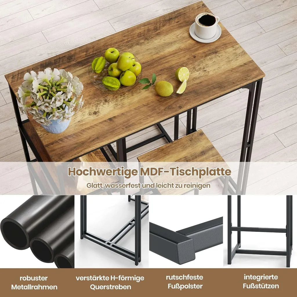 Table de bar pour studio et petit appartement avec tabourets et rangements - 5
