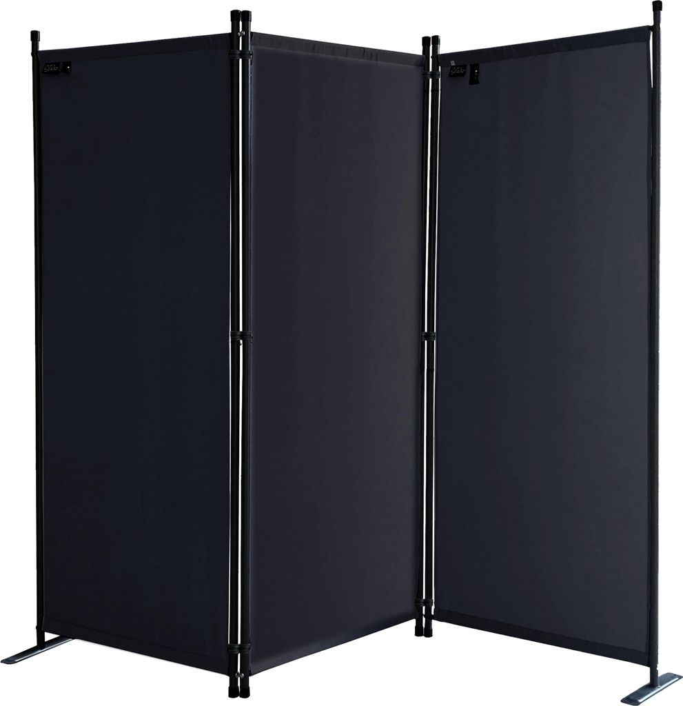 Paravent 3 Teilig 170 x 165 cm Schwarz - Garten & Balkon Sichtschutz Stellwand Innen & Außen - Raumteiler Trennwand Faltbar Blickdicht & Wetterfest