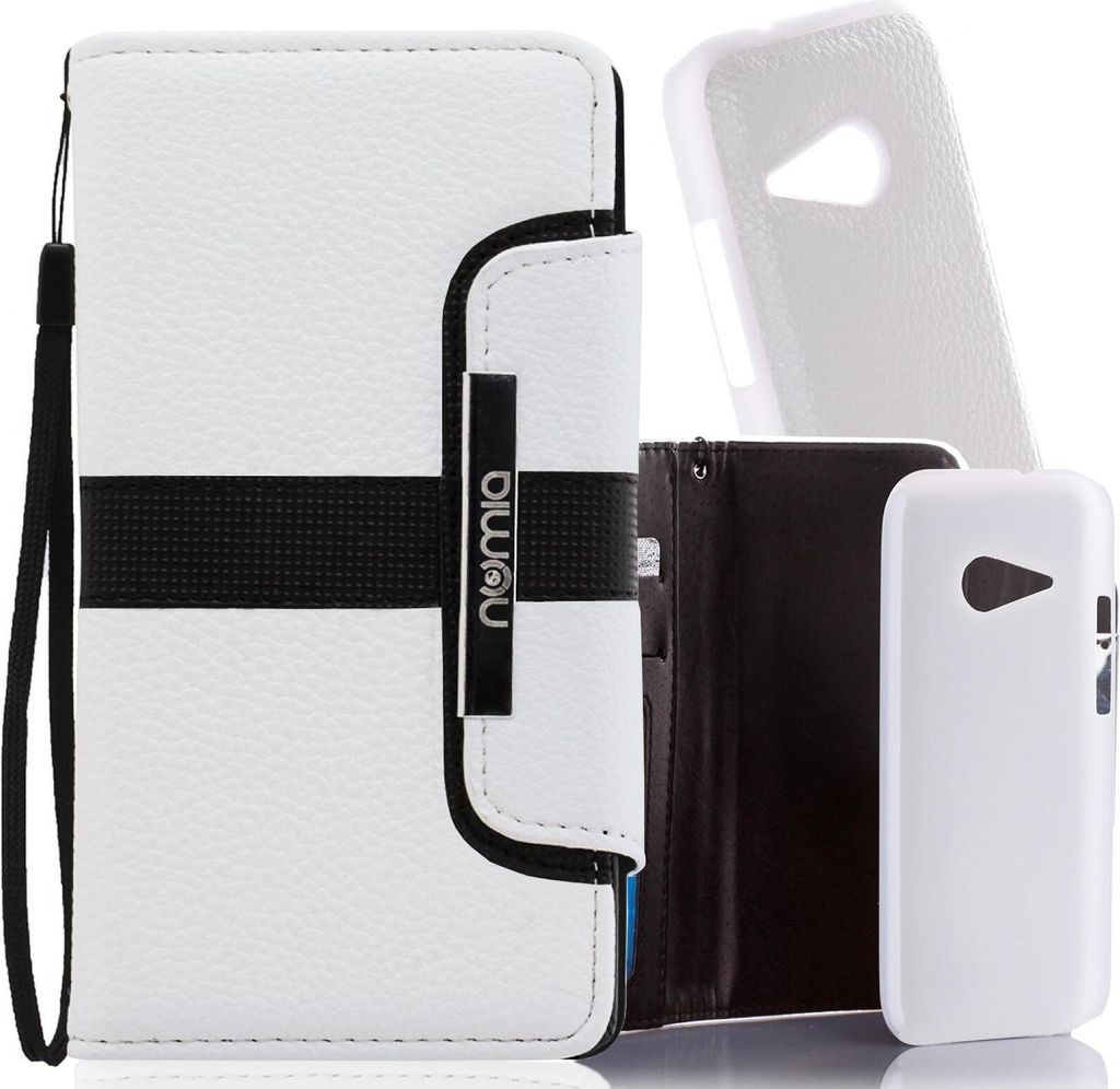 HTC One mini 2 Numia Bookstyle 2 in 1 Weiss-Schwarz