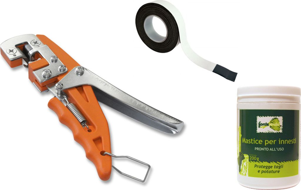 Gartenpaul Set: Veredelungsschere Veredelungszange Premium inkl. 4 Messer | 5m Veredelungsband und Baumwachs