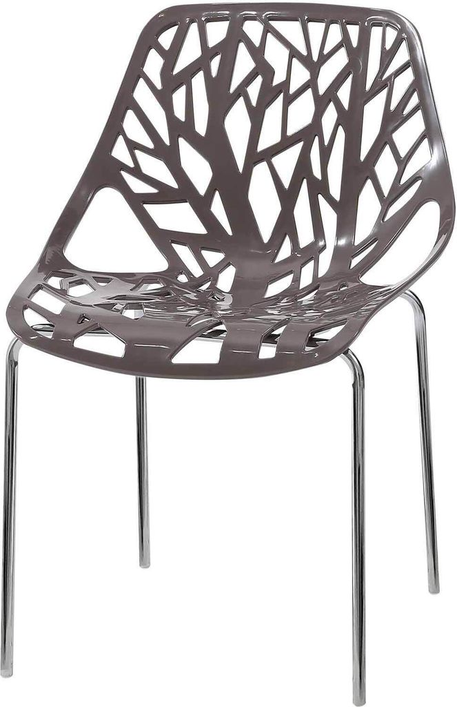 Makika Retro Stuhl Design-Stuhl - CALUNA 4er Set in Grau Produktbild 4